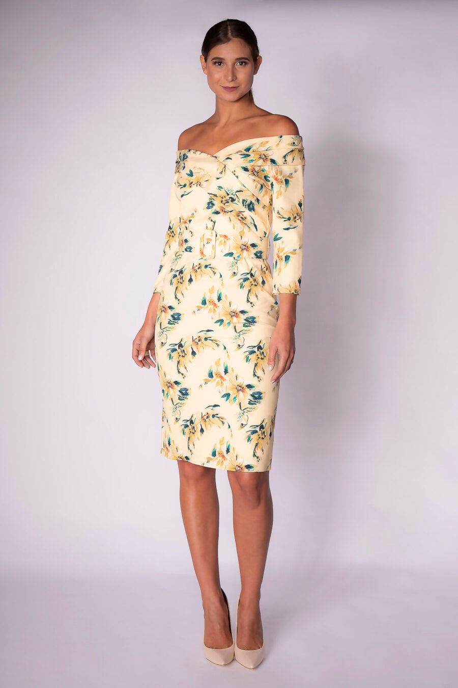 FLORAL OFF-SHOULDERS MIDI DRESS