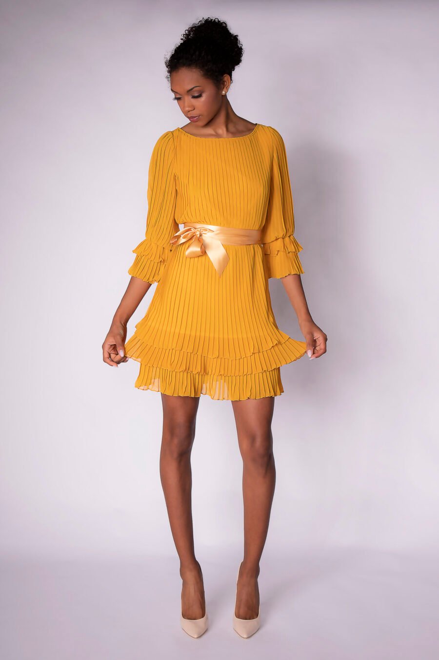 LIGHTWEIGHT PLEATED MINI DRESS