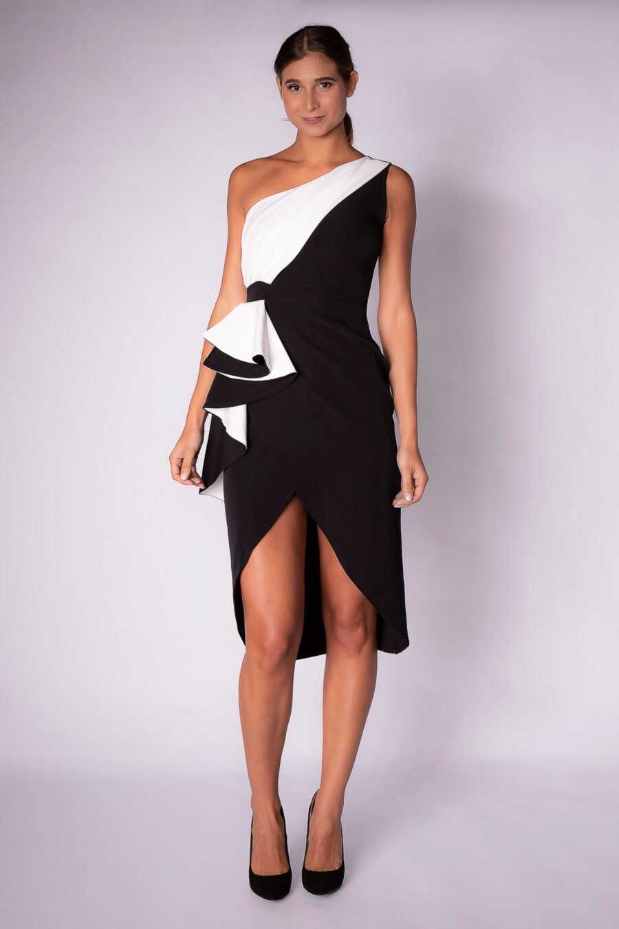 ASSYMETRICAL DRESS WITH FRILLS