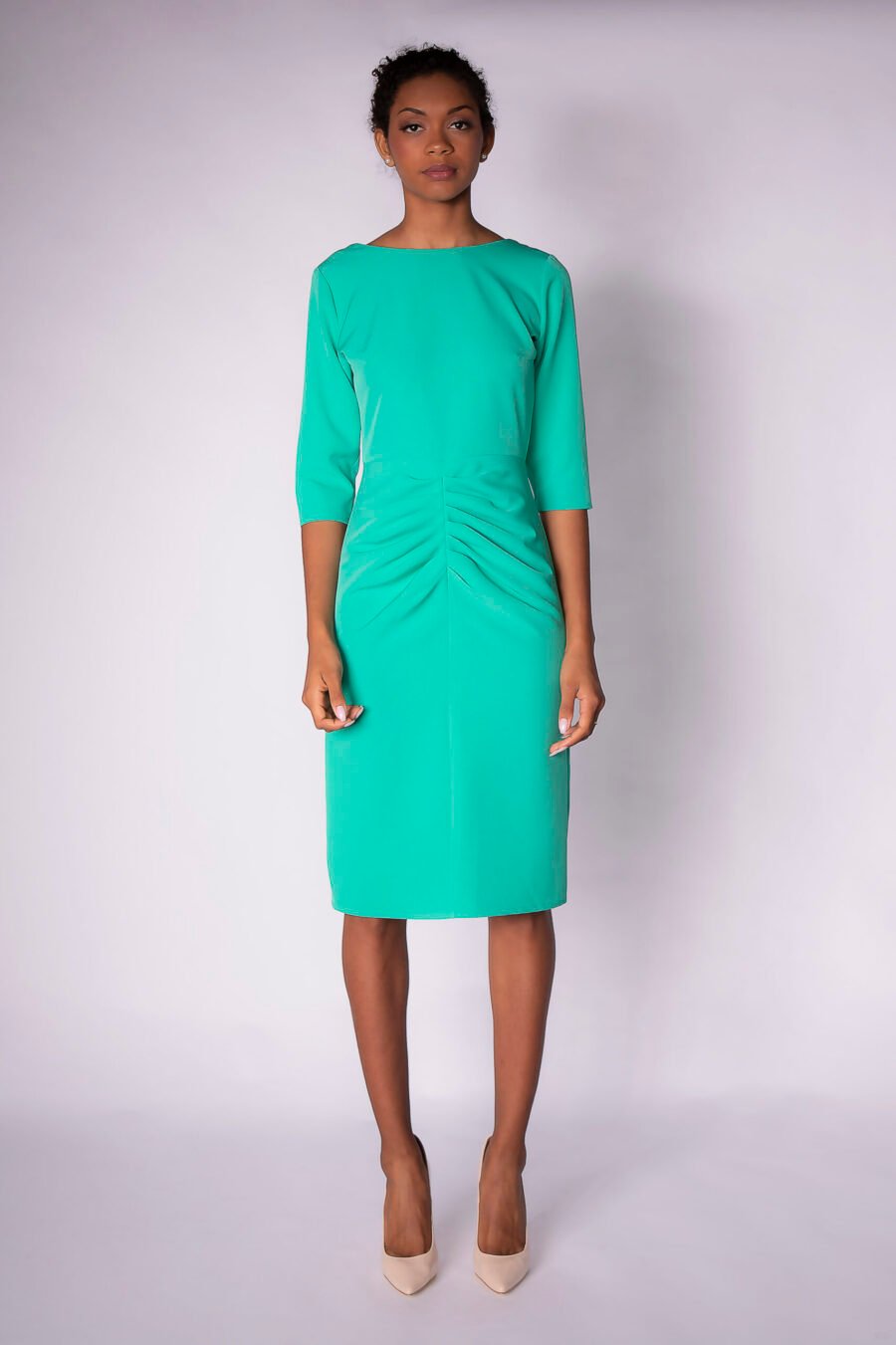 ELEGANT BOAT NECK MIDI DRESS