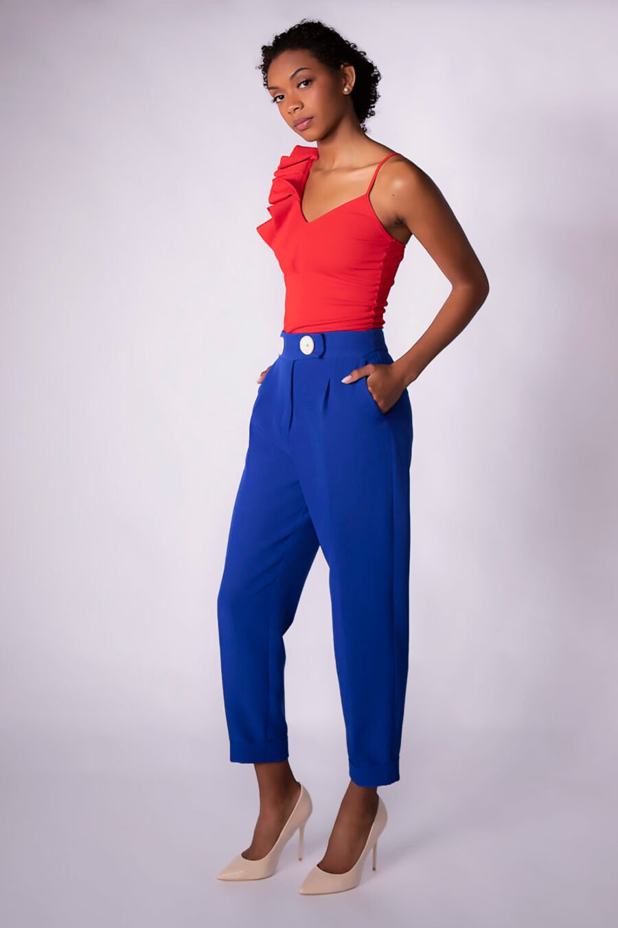 ASYMMETRICAL FRILL SHOULDER BODYSUIT