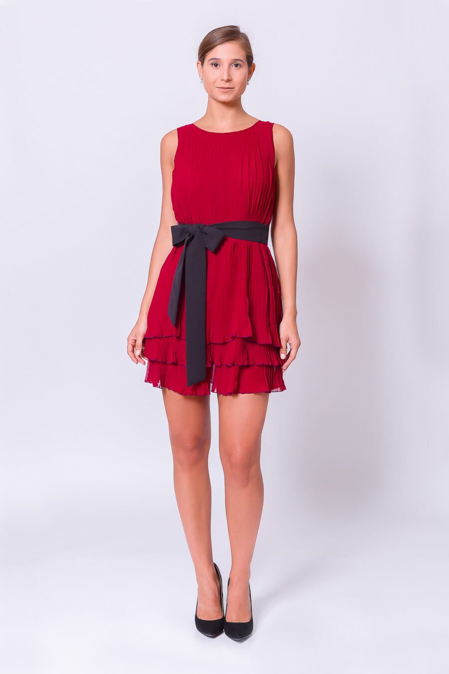 PLEATED MINI SWING DRESS