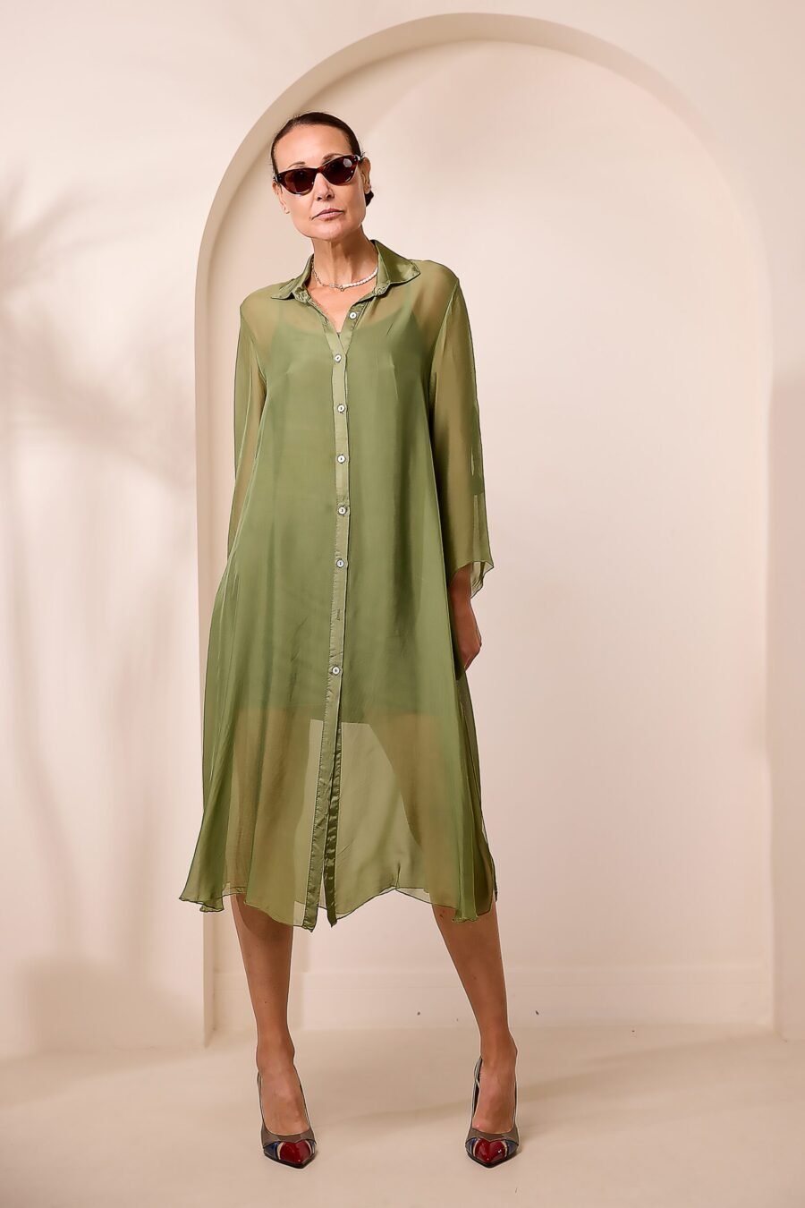 ELEGANT SHEER SILK DRESS