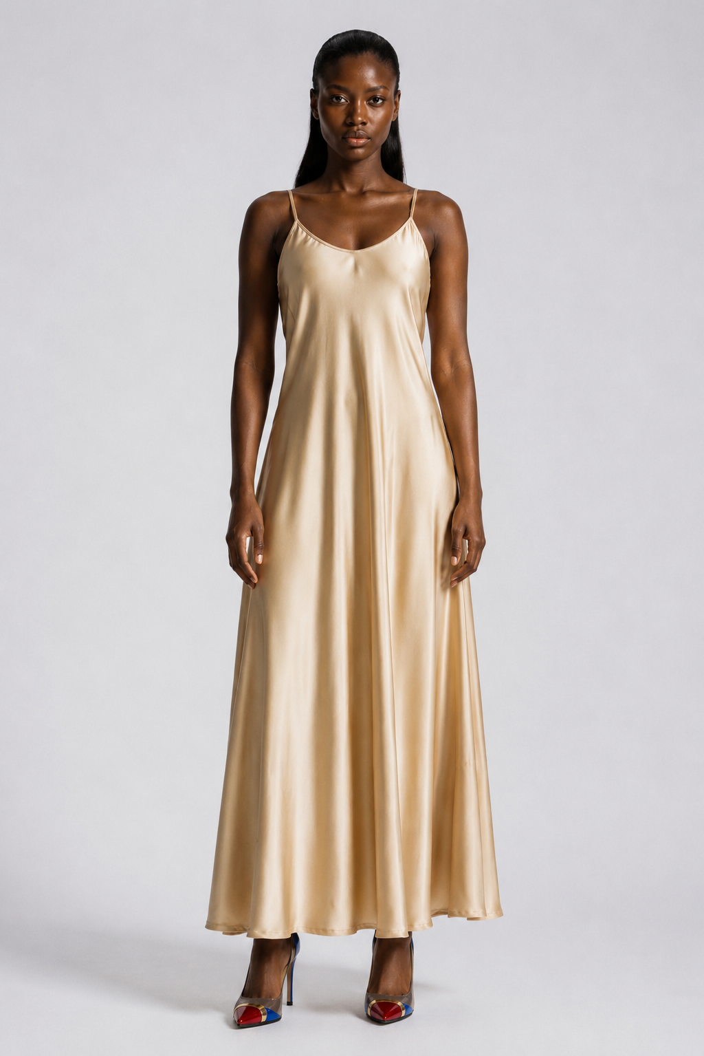 CHAMPAGNE SATIN MAXI DRESS